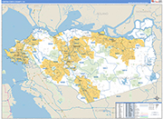 Contra Costa Wall Map Basic Style